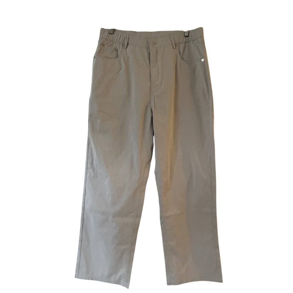 Shein Womens High Waist Straight Leg Pants Size XL Beige Zipper Fly Polyester‎